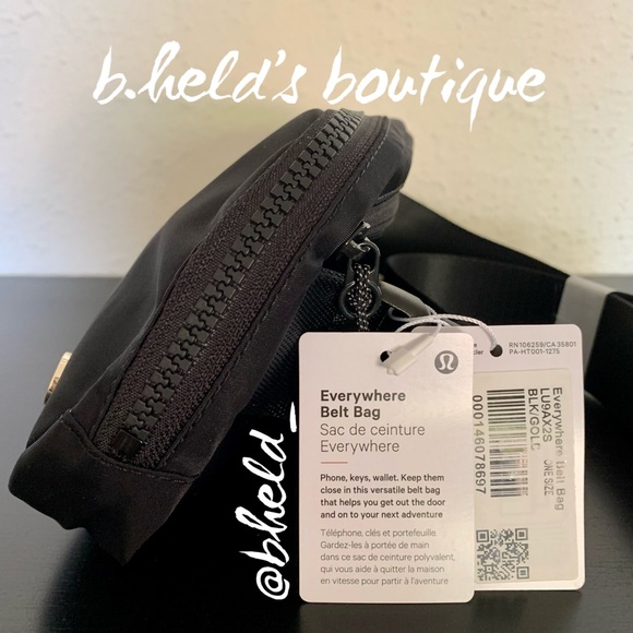 lululemon Everywhere Belt Bag in Black with Gold Zipper OS (1L) Brand New NWT - Picture 2 of 16